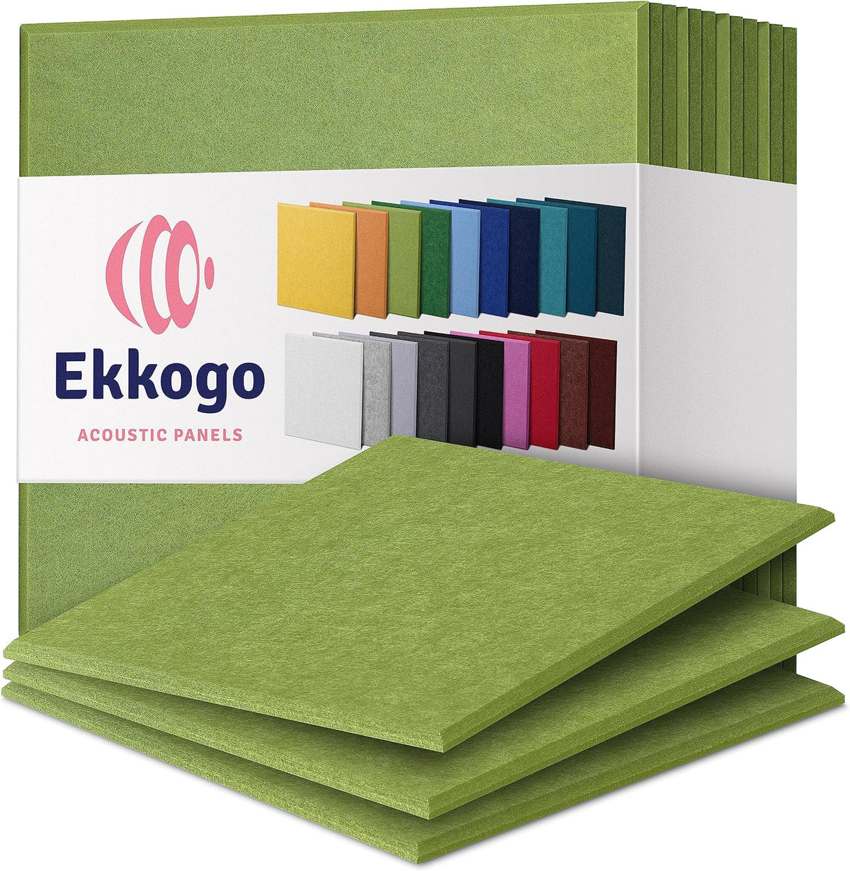 Acoustic Panels 12-Pack Soundproof Wall 12"X12"X0.4" - High Density Sound Dampening [Gin Green Square]