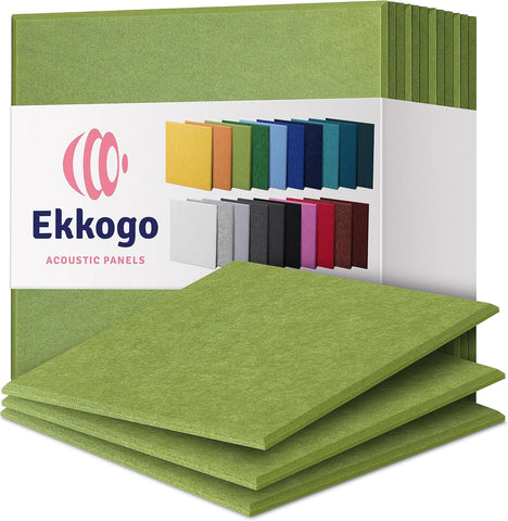 Acoustic Panels 12-Pack Soundproof Wall 12"X12"X0.4" - High Density Sound Dampening [Gin Green Square]