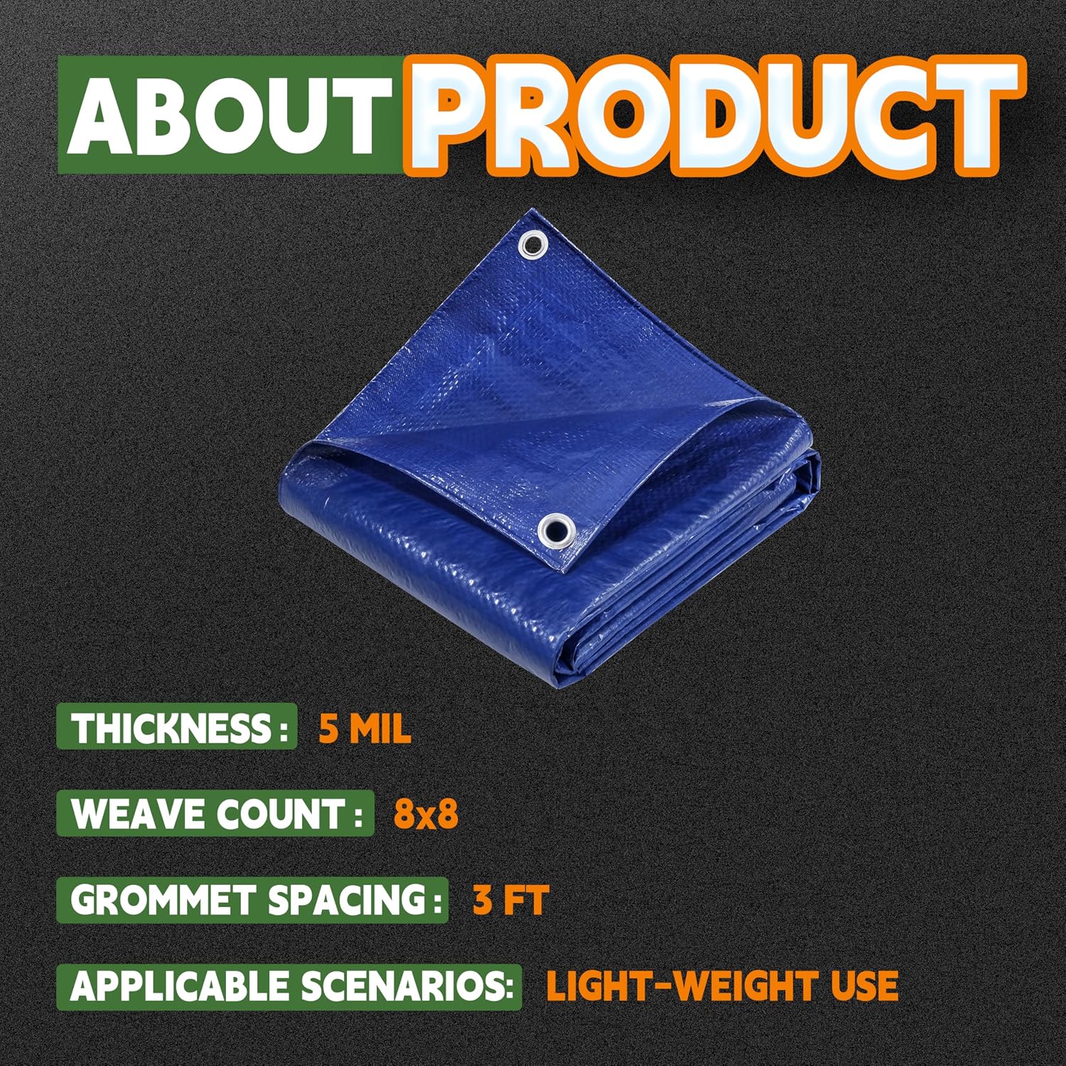 RAINDEWAY Tarps 10x20 Feet 5 Mil Blue Waterproof Multipurpose Tarp