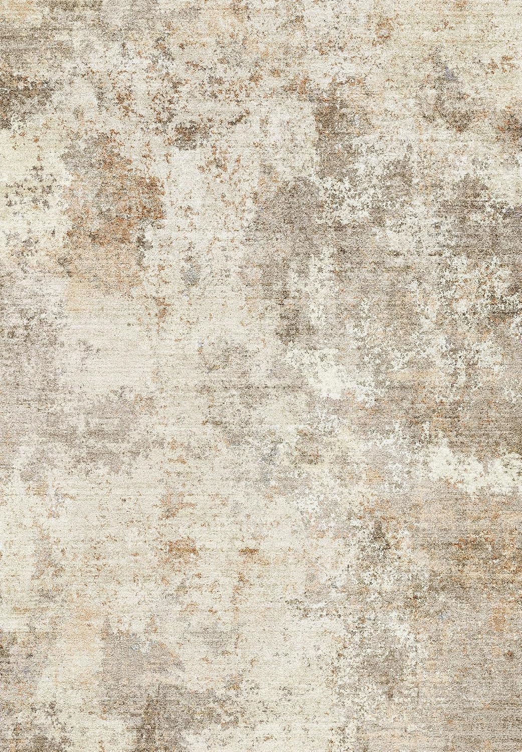 2x10 Washable Hallway Runner Rug – Non-Slip Stain-Resistant Low-Pile Long Carpet Runner for Kitchen Entryway Living Room Bedroom Bathroom, Modern Abstract Neutral (Ivory Clay Taupe, 2x10)