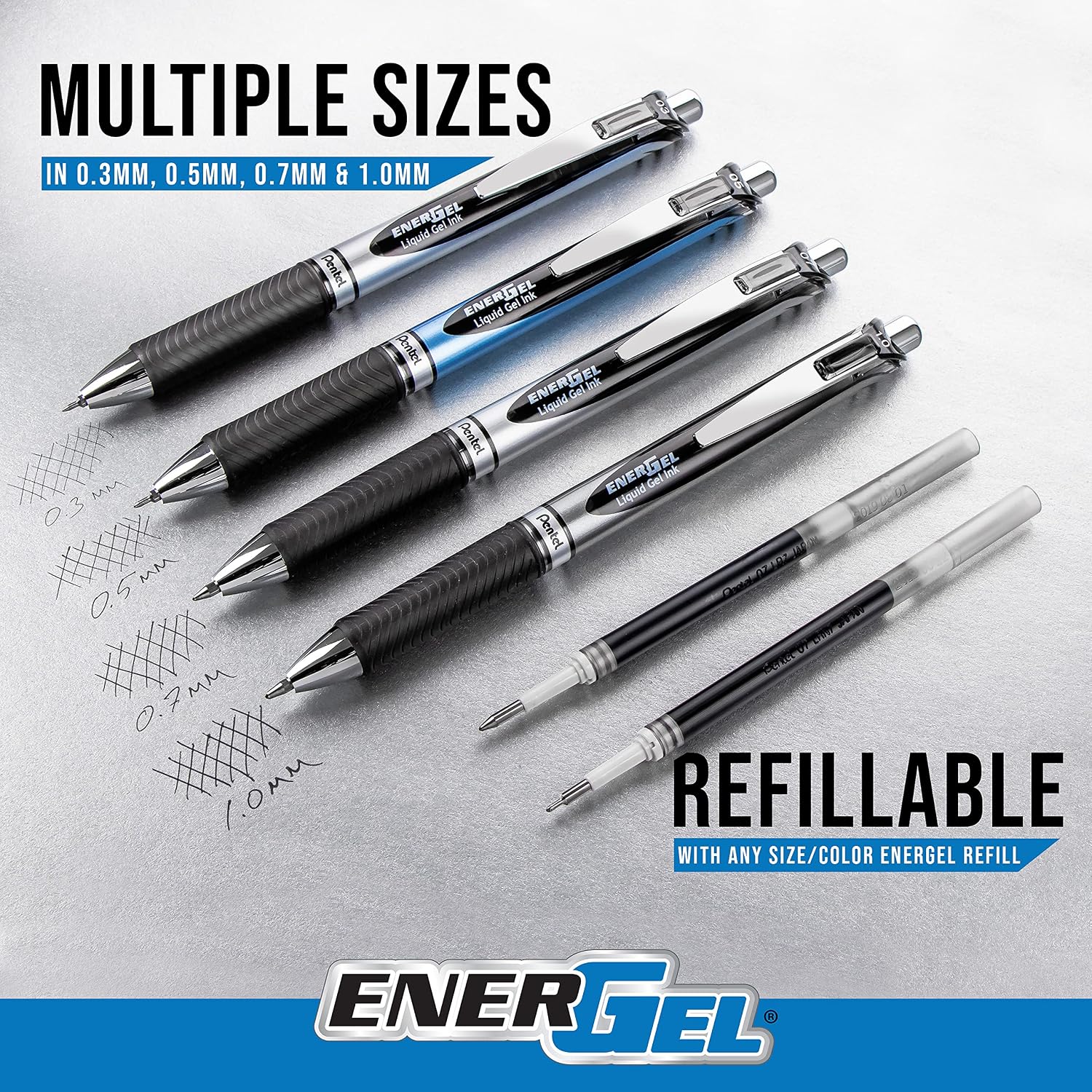 Pentel EnerGel RTX Retractable Liquid Gel Pen, (0.7mm), Medium Line, Metal Tip, Violet Ink, Box of 12 (BL77-V)