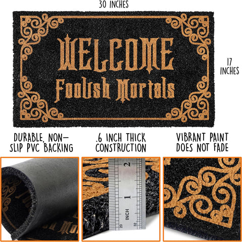 Welcome Foolish Mortals Doormat 30x17 Inch Haunted Mansion Welcome Mat Coir