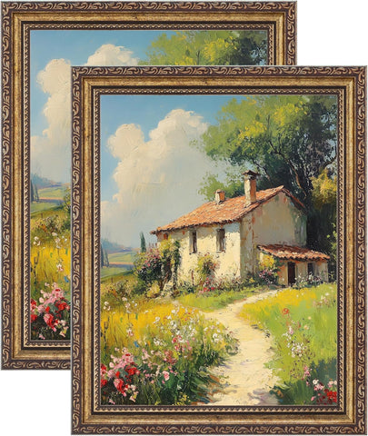 eletecpro 8.5x11 Vintage Picture Frame, Glass Cover, Bronze Gold, 2-Pack