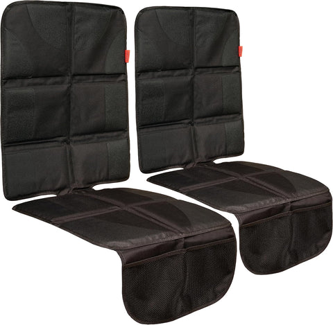 Lusso Gear Car Seat Cover & Protector - 2-Pack Waterproof Non-Slip Protector - Mesh Pocket Organizer - Universal Fit for Convertible & Toddler Car Seats, Black
