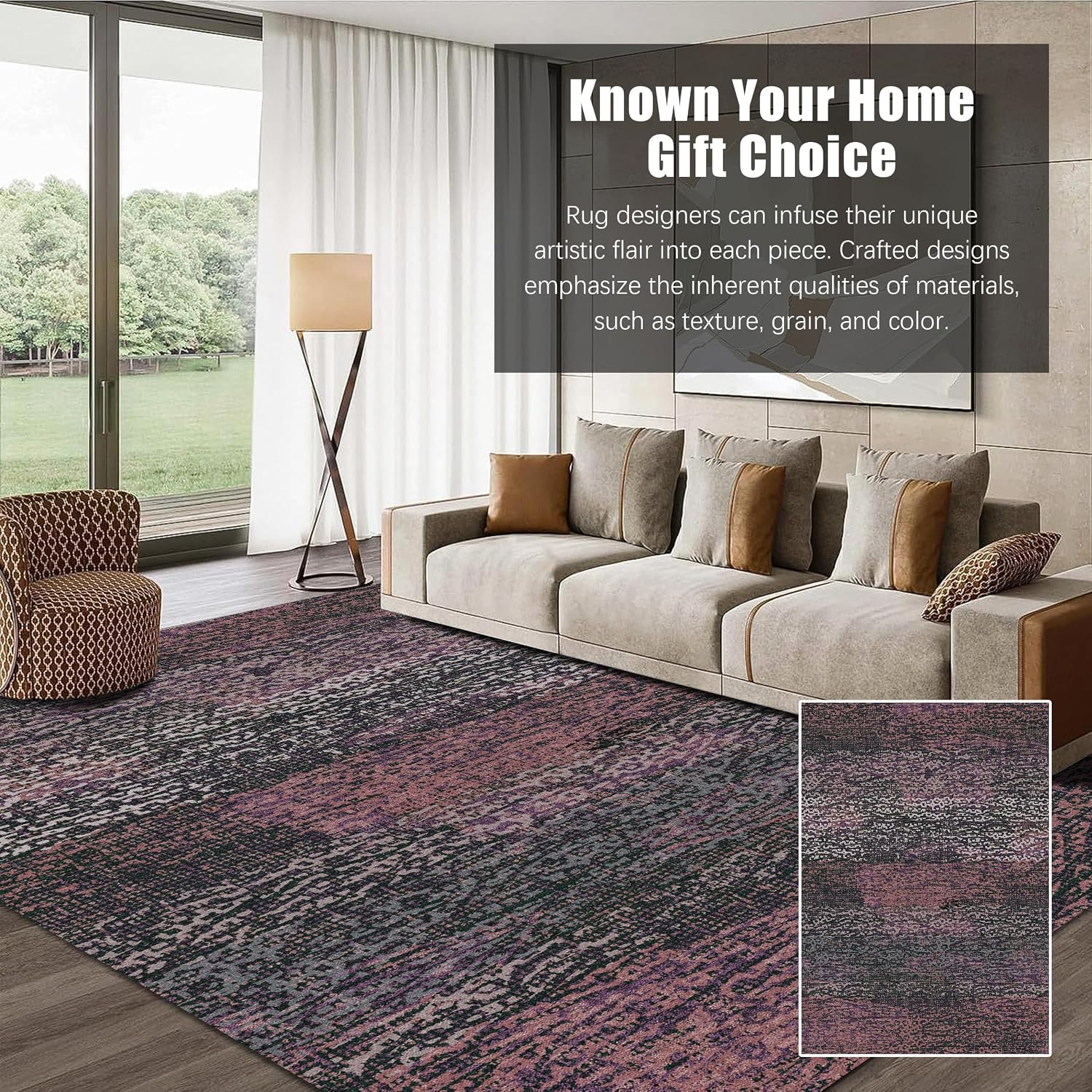 RUGSURE Washable Area Rug - 1/6 Thick - Stain & Water Resistant Non-Slip - Resistant Rug for Living Room, Bedroom, Nursery, Pet & Child Friendly, Vintage Charm Area Rugs (Burgundy, 8' x 10')