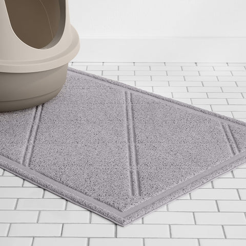 Amazon Basics Less-Mess Litter Trapping Cat Litter Box Mat, Soft on Kitty Paws, Waterproof, Scatter Control, 24" x 35", Grey 1 Count (Pack of 10)