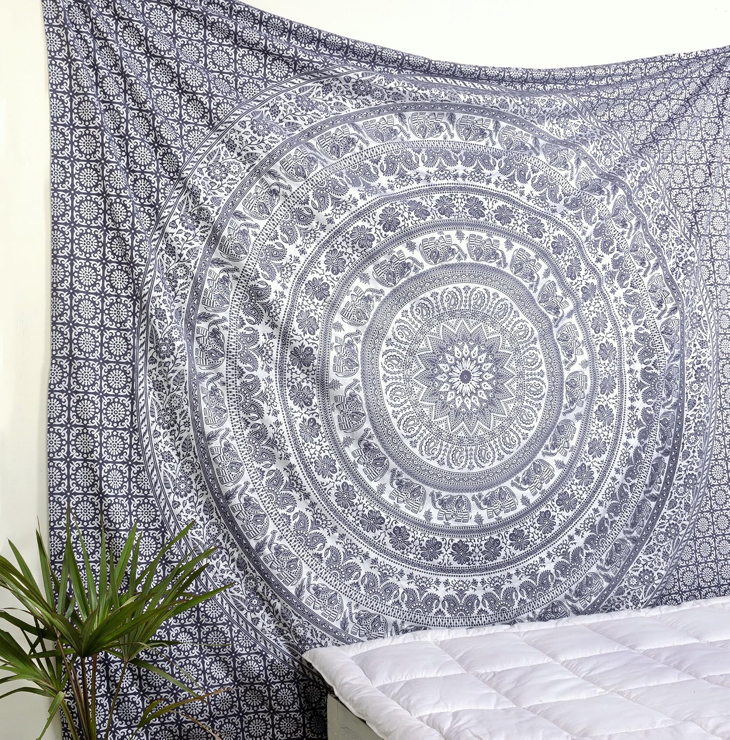 Popular Handicrafts Wall Hanging Tapestry For Bedroom Hippie Mandala Bohemian Hippy Intricate Indian Tapestry 54 x 82 Inches (140cm x 210 cm) Black & White