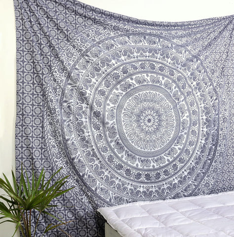 Popular Handicrafts Wall Hanging Tapestry For Bedroom Hippie Mandala Bohemian Hippy Intricate Indian Tapestry 54 x 82 Inches (140cm x 210 cm) Black & White