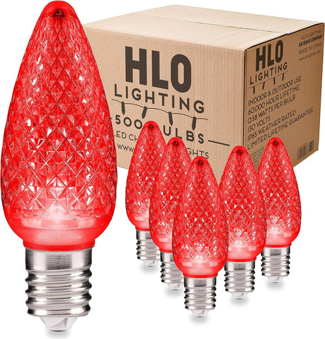 HLO Lighting Set of 25 Orange C9 Faceted LED Christmas Light Bulbs for Indoor & Outdoor Use | Durable Replacement Bulbs