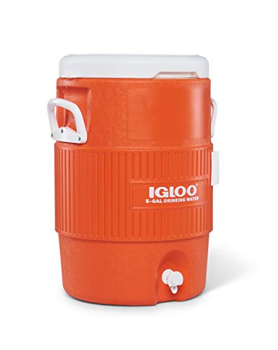 Igloo 5 Gallon Portable Sports Cooler Water Beverage Dispenser with Flat Seat Lid, Bright Orange