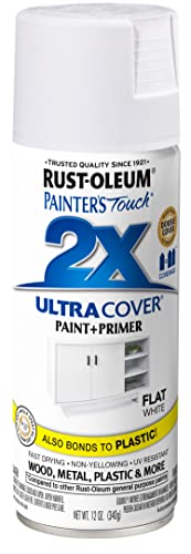 Rust-Oleum 249126 Painter's Touch 2X Ultra Cover Spray Paint, 12 oz, Flat White