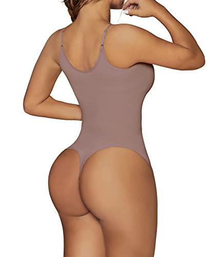 SHAPERX Bodysuit for Women Tummy Control Shapewear Seamless Sculpting Thong Body Shaper Tank Top,SZ5215-Umber-4XL/5XL