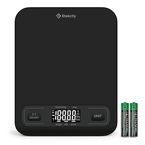 Etekcity Food Kitchen Scale, Digital Grams and Ounces for Weight Loss, Baking, Cooking, Keto and Meal Prep, LCD Display, Medium, Black