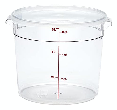 Cambro RFSCW6135 Camwear 6-Qt Round Food Storage Container, Polycarbonate, Clear, NSF Case of 12