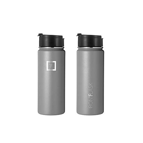IRON °FLASK Sports Water Bottle - 18oz, 3 Lids (Straw Lid), Leak Proof - Stainless Steel Gym & Sport Bottles for Men, Women & Kids - Double Walled, Insulated Thermos, Metal Canteen