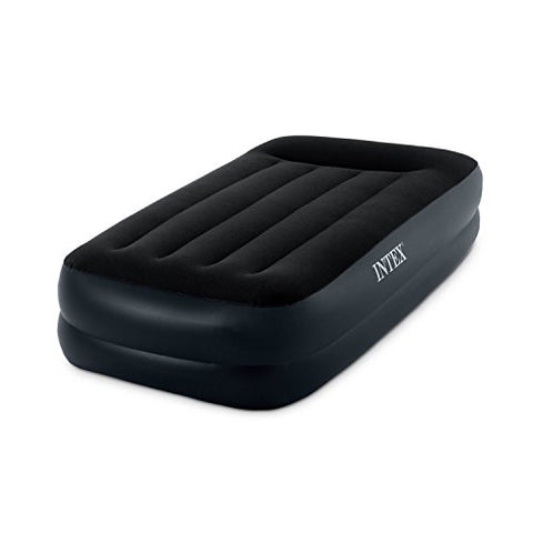 Intex Pillow Rest Raised Airbed with Built-in Pillow and Electric Pump, Twin, Bed Height 16.5"