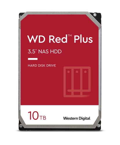 Western Digital 10TB WD Red Plus NAS Internal Hard Drive HDD - 7200 RPM, SATA 6 Gb/s, CMR, 256 MB Cache, 3.5" - WD101EFBX