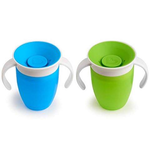 Munchkin Miracle 360 Trainer Cup, Green/Blue, 7 Oz, 2-pack