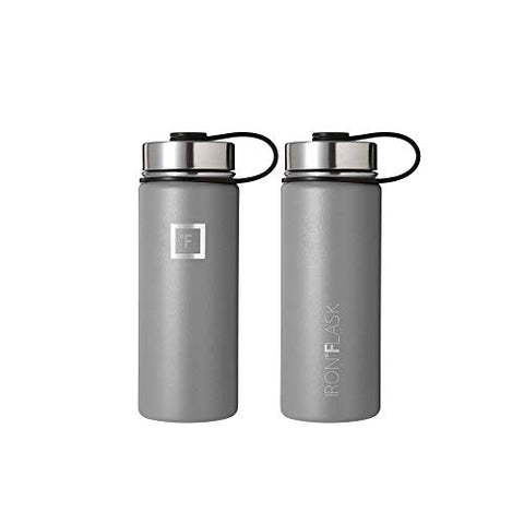 IRON °FLASK Sports Water Bottle - 18oz, 3 Lids (Straw Lid), Leak Proof - Stainless Steel Gym & Sport Bottles for Men, Women & Kids - Double Walled, Insulated Thermos, Metal Canteen