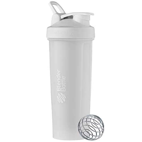 BlenderBottle Classic V2 Shaker Bottle Perfect for Protein Shakes and Pre Workout, 32-Ounce, White