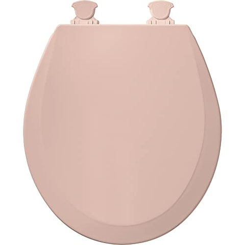 Bemis 500EC 063 Toilet Seat with Easy Clean & Change Hinges, Round, Durable Enameled Wood, Venetian Pink