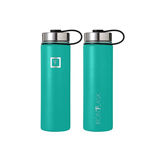 IRON °FLASK Sports Water Bottle - 22oz, 3 Lids (Straw Lid), Leak Proof - Stainless Steel Gym & Sport Bottles for Men, Women & Kids - Double Walled, Insulated Thermos, Metal Canteen