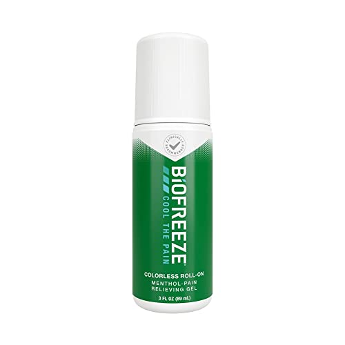 Biofreeze Roll-On Pain-Relieving Gel 3 FL OZ, Colorless Topical Pain Reliever For Muscles And Joints From Arthritis, Backache, Strains, Bruises, & Sprains (Package May Vary)