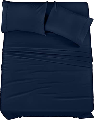 Utopia Bedding Queen Bed Sheets Set - 4 Piece Bedding - Brushed Microfiber - Shrinkage and Fade Resistant - Easy Care (Queen, Navy)