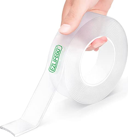 EZlifego Double Sided Tape Heavy Duty, Extra Large Nano Double Sided Adhesive tape, Clear Mounting Tape Picture Hanging Adhesive Strips,Removable Wall Tape Sticky Poster Tape Decor Carpet Tape(9.85FT)