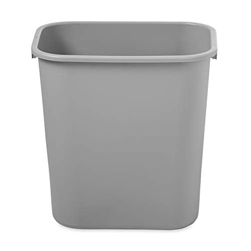 Rubbermaid Commercial Products Resin Wastebasket/Trash Can, 7-Gallon/28-Quart, Gray, Plastic, for Bedroom/Bathroom/Office, Fits Under Desk/Sink/Cabinet, Pack of 12