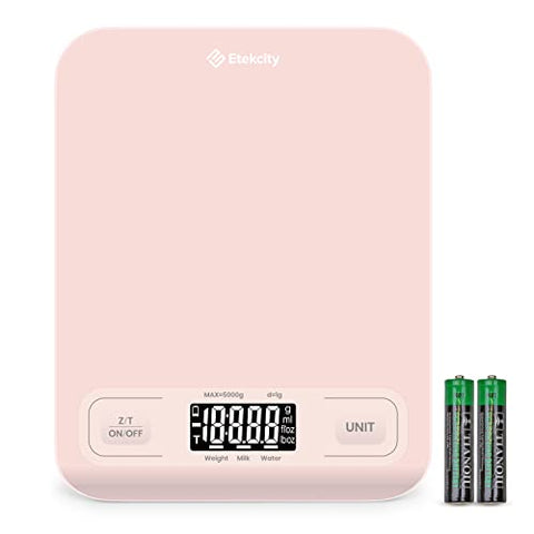 Etekcity Food Kitchen Scale, Digital Grams and Ounces for Weight Loss, Baking, Cooking, Keto and Meal Prep, LCD Display, Medium, Pink