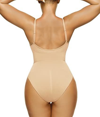 SHAPERX Bodysuit for Women Tummy Control Shapewear Seamless Sculpting Briefs Body Shaper Tank Top,SZ5213-Beige-L/XL