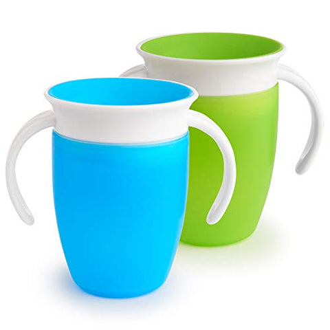 Munchkin Miracle 360 Trainer Cup, Green/Blue, 7 Oz, 2-pack