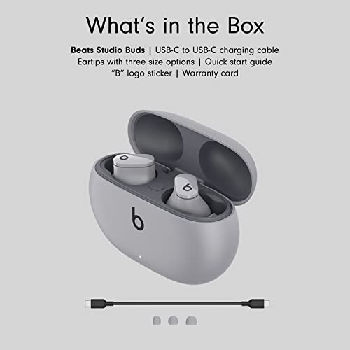 Beats Studio Buds – True Wireless Noise Cancelling Earbuds – Compatible with Apple & Android, Built-in Microphone, IPX4 Rating, Sweat Resistant Earphones, Class 1 Bluetooth Headphones - Moon Gray