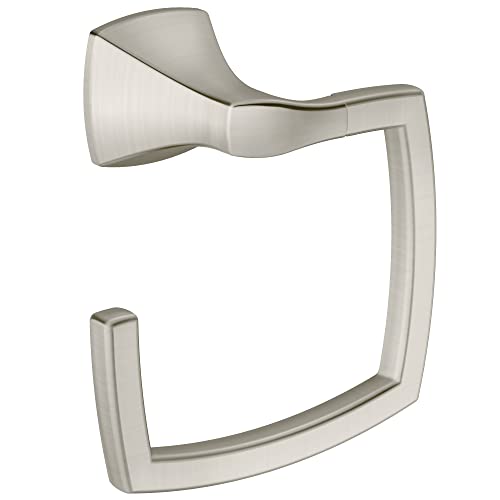 Moen Voss Collection Brushed Nickel Bathroom Hand Towel Ring, Wall Mounted Open Towel Ring, YB5186BN