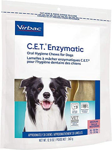 Virbac C.E.T. Enzymatic Oral Hygiene Chews, Medium Dog, 30 Count