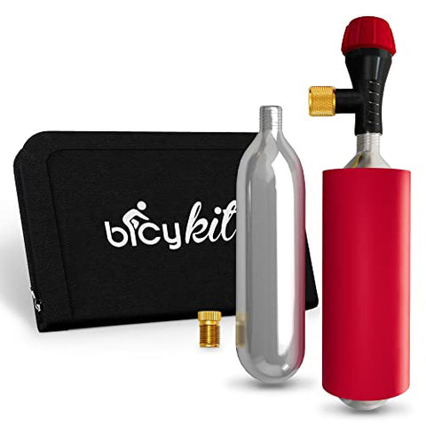 Co2 Inflator Kit With 3 Co2 Cartridges and Carrying Case, Quick & Easy, Bicycle Tire Pump for Road and Mountain Bikes, Fits Presta & Schrader Valves, Insulated Sleeve.
