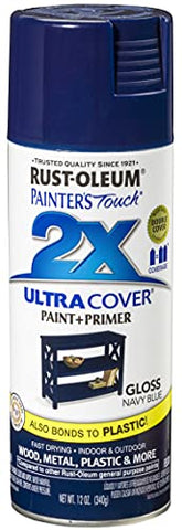 Rust-Oleum 249098 Painter's Touch 2X Ultra Cover Spray Paint, 12 oz, Gloss Navy Blue