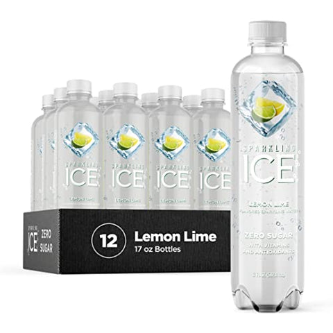 Sparkling Ice, Lemon Lime Sparkling Water, Zero Sugar Flavored Water, with Vitamins and Antioxidants, Low Calorie Beverage, 17 Fl Oz (Pack of 12)