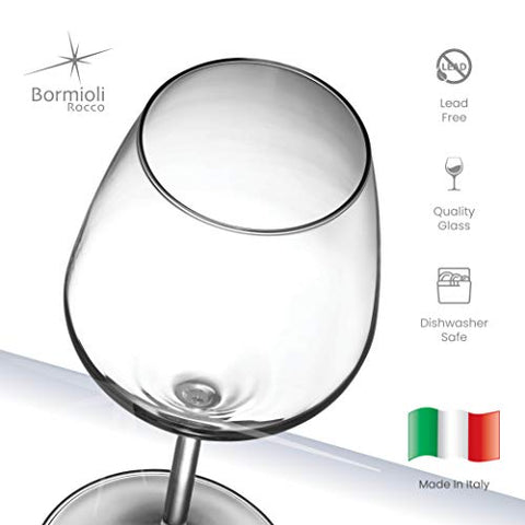 Bormioli Rocco 14.75 oz White Wine Glasses (Set Of 4): Crystal Clear Star Glass, Laser Cut Rim For Wine Tasting, Elegant Party Drinking Glassware, Restaurant Quality