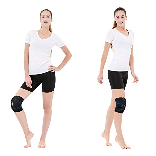 Bracoo Adjustable Compression Knee Patellar Tendon Support Brace for Men Women - Arthritis Pain, Injury Recovery, Running, Workout, KS10 (Black)