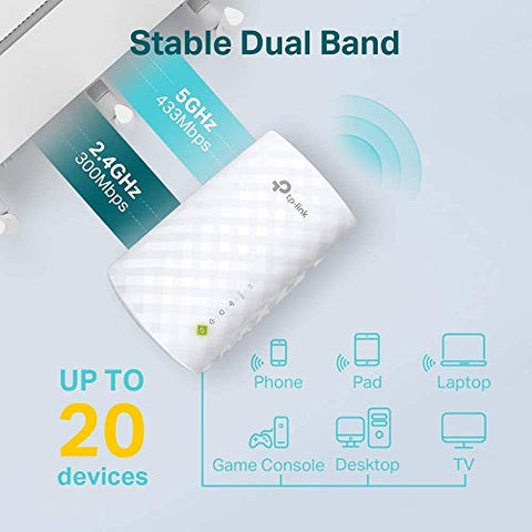 TP-Link AC750 WiFi Extender (RE220), Covers Up to 1200 Sq.ft and 20 Devices, Up to 750Mbps Dual Band WiFi Range Extender, WiFi Booster to Extend Range of WiFi Internet Connection