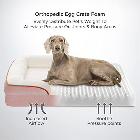 Bedsure XXL Orthopedic Dog Bed, Bolster Dog Beds for Extra Large Dogs - Foam Sofa with Removable Washable Cover, Waterproof Lining and Nonskid Bottom Couch, Pink