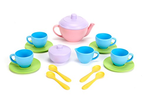 Green Toys Tea Set - BPA / Phthalates Free Play Toys for Gross Motor, Fine Skills Development. Kitchen Toys