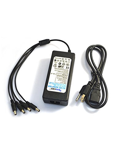 Xenocam 100V - 240V to DC 12V 5A Switching Power Supply Adapter 1 to 4 Power Splitter for Security Cameras and LED Strip Light