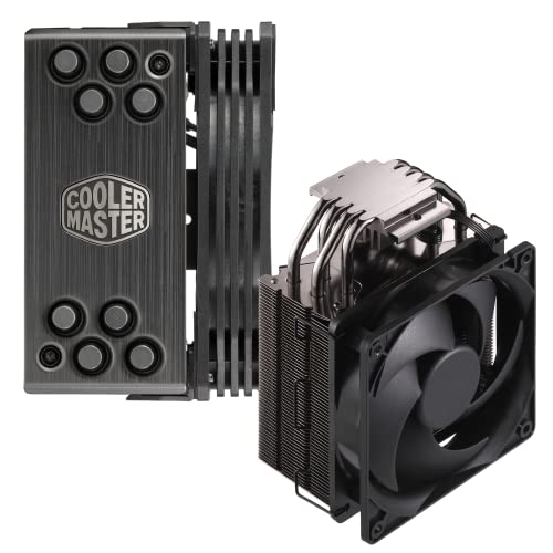 Cooler Master Hyper 212 Black Edition CPU Air Cooler, Silencio FP120 Fan, Anodized Gun-Metal Black, Brushed Nickel Fins, 4 Copper Direct Contact Heat Pipes for AMD Ryzen AM4/Intel LGA1700/1200/1151