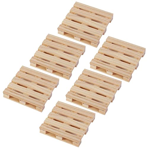 Wooden Mini Pallet Coasters for Hot and Cold Beverages, Drinks (6 Pack)