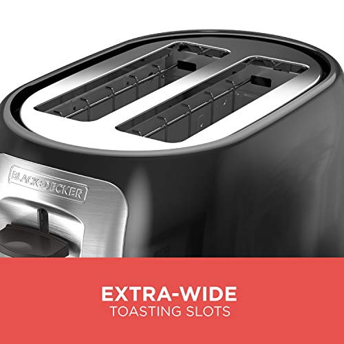 BLACK+DECKER 2-Slice Extra Wide Slot Toaster, Classic Oval, Black with Stainless Steel Accents, TR1278B