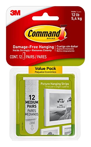 Command 17204-EF 07248000796 CMND PIC Hang Strip VP, 12 Pairs, White, Picture