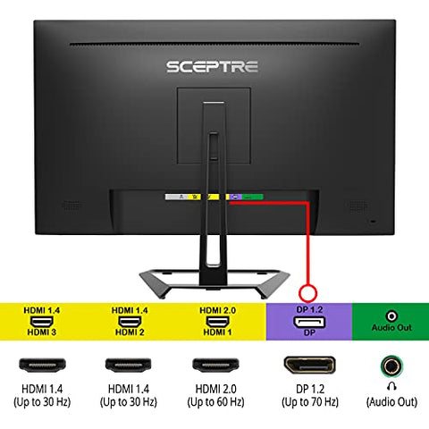 Sceptre 4K IPS 27" 3840 x 2160 UHD Monitor up to 70Hz DisplayPort HDMI 99% sRGB Build-in Speakers, Black 2021 (U275W-UPT)